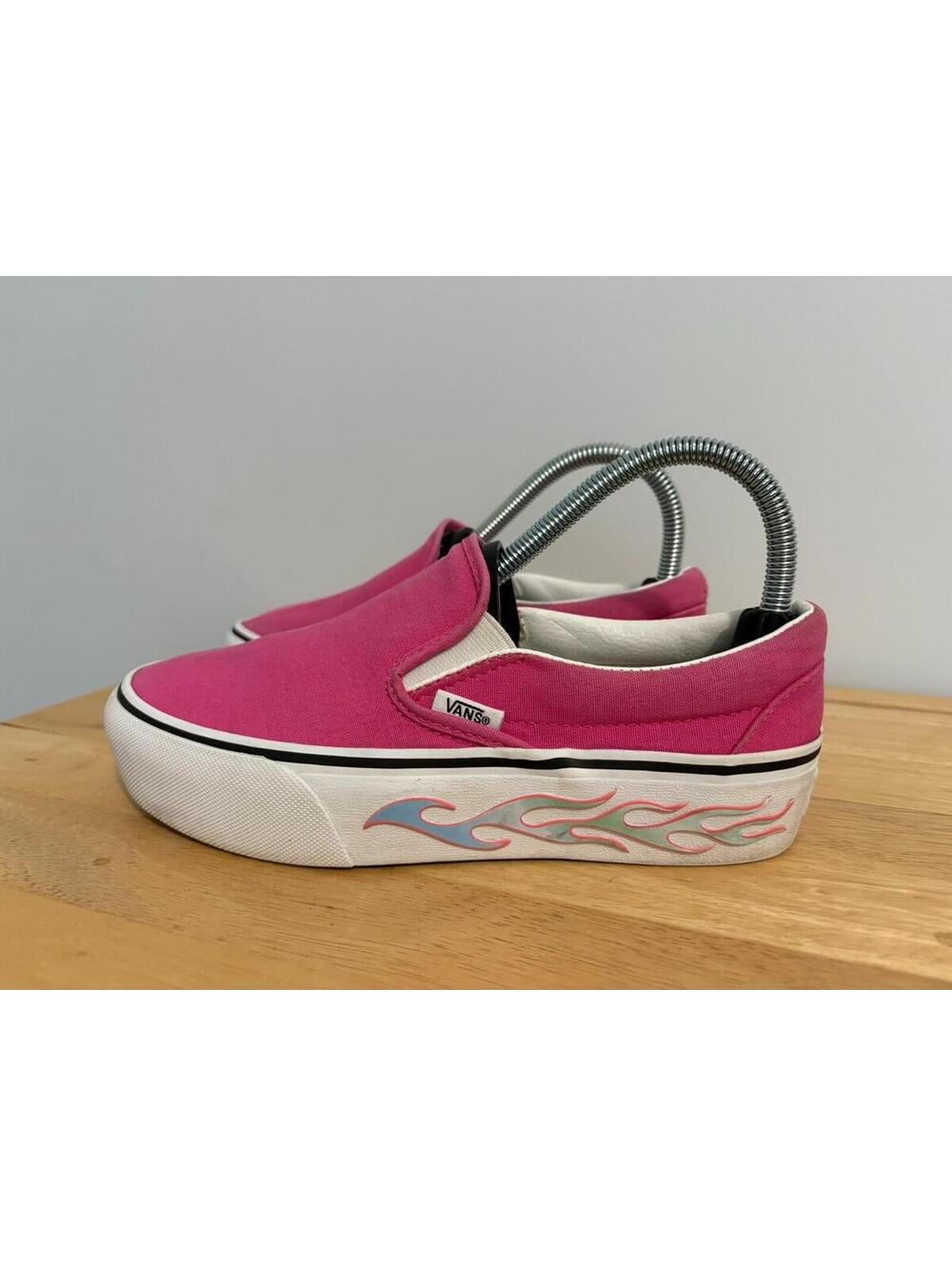 Vans Pink Flame Slip-On Ptatform Skating Sneakers Womens 6.5, Mens 5.0